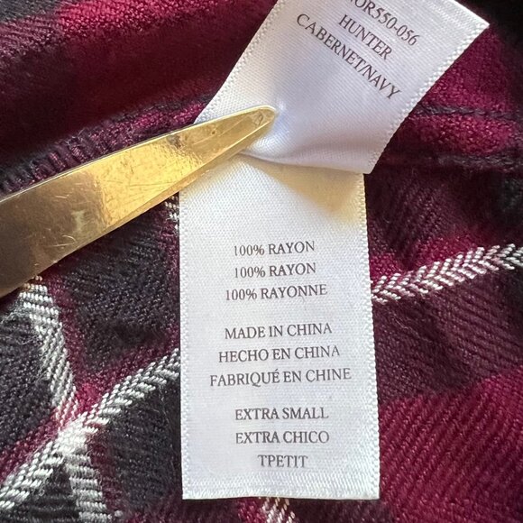 Rails Size XS Red Purple Plaid Long Sleeve Jersey Hunter Button Down Shirt Top - Picture 10 of 12